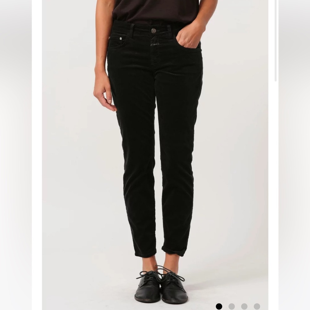 Closed Jeans Women size 30 Black Baker Velvet Mid Rise Slim Pants Goth Rocker